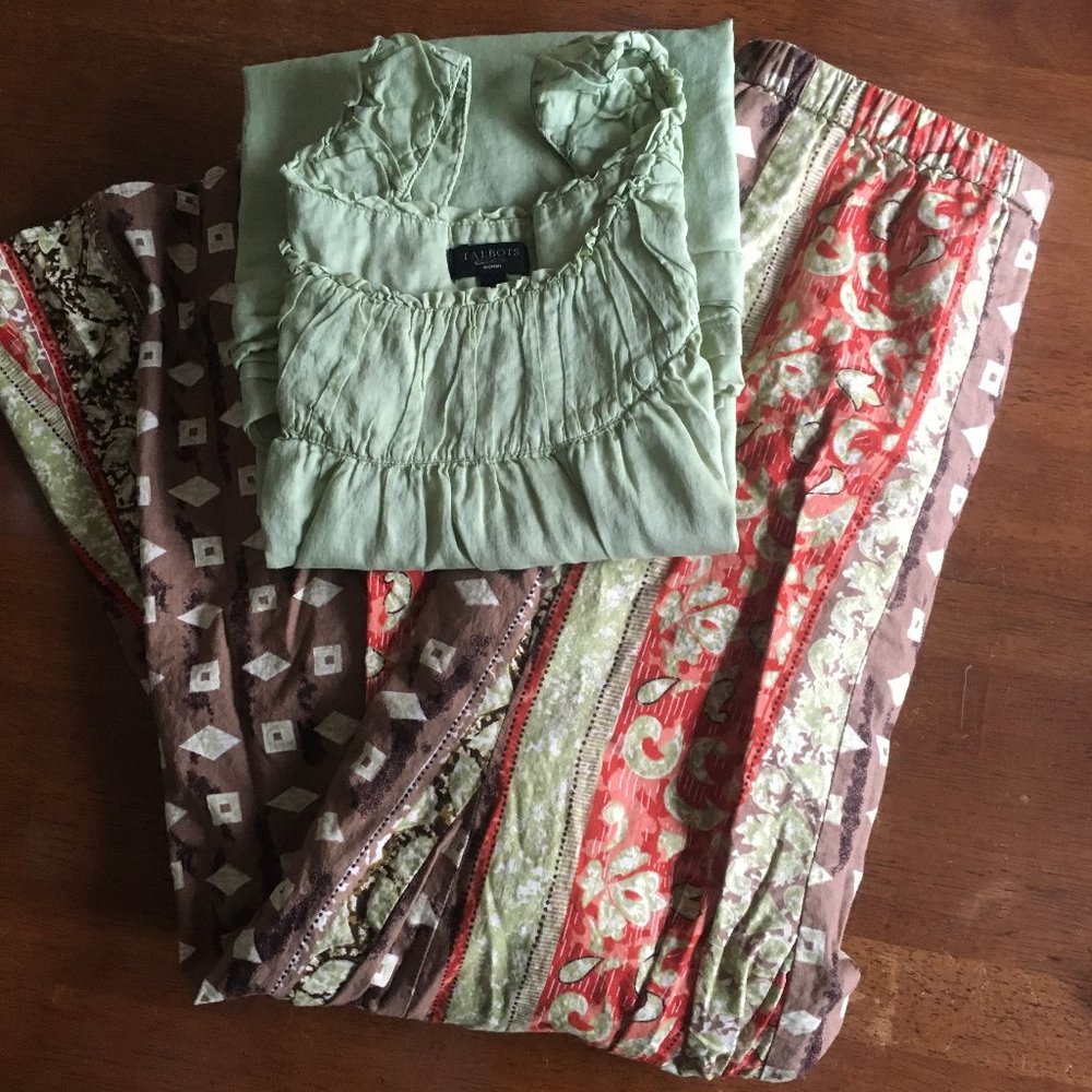 JM Collections Pull On Godet Lined Cotton Skirt Size 14 - Picture 2 of 9